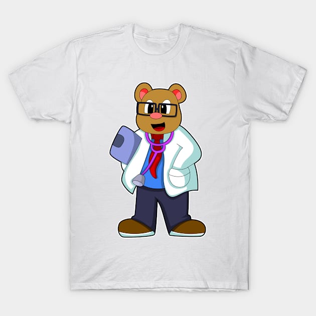 Bear as Doctor with Stethoscope T-Shirt by Markus Schnabel